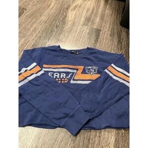 Junk Food Chicago Bears Cropped Sweatshirt Navy Blue Orange Large NFL Vintage